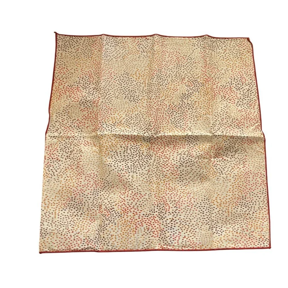 4 VTG Dinner Napkins MCM 2 Prints Dot Floral Brown Rust Tan 16